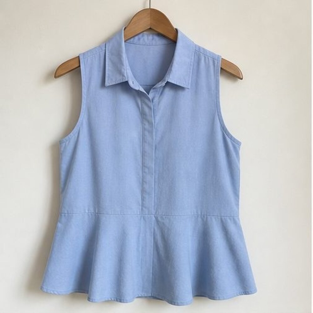 Blue Tie Neck Blouse